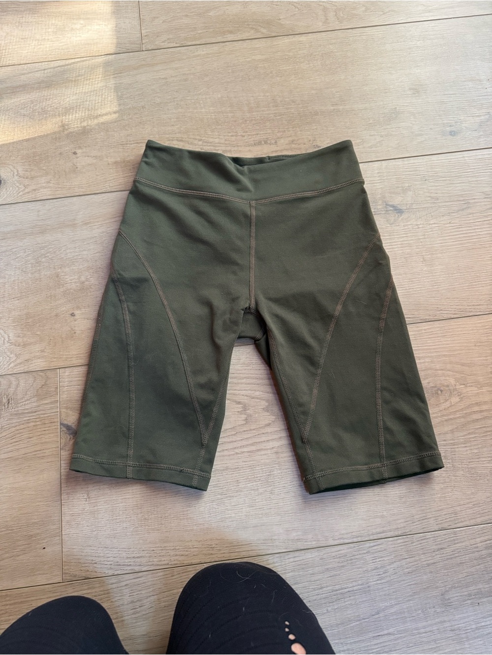 FP Movement by Free People Olive Green High-Rise Biker Shorts
